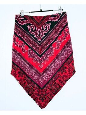 Vtg Y2K Heart Soul Asymmetrical Handkerchief Skirt Red Paisley Bandana Small